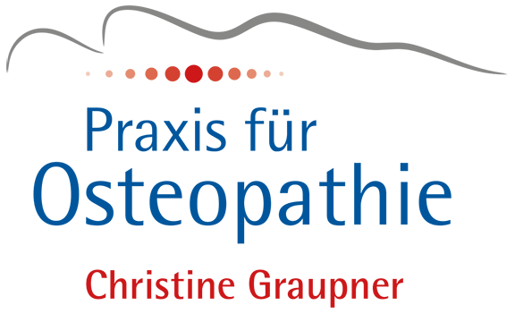 Logo Praxis für Osteopathie Christine Graupner mit Silhouette einer liegenden Person und der Wirbelsäule.